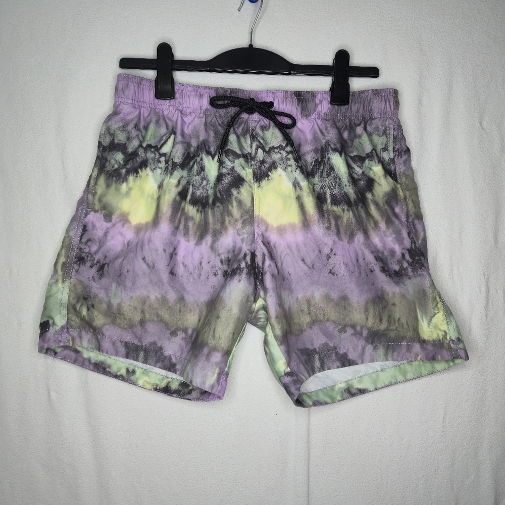 H&M Men's Swim Trunks Mesh Liner Purple Gray Green Yellow Size Large